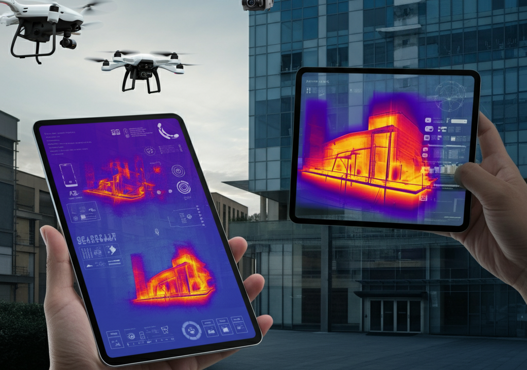 Advanced property inspection with drones, AI, and thermal imaging in action.