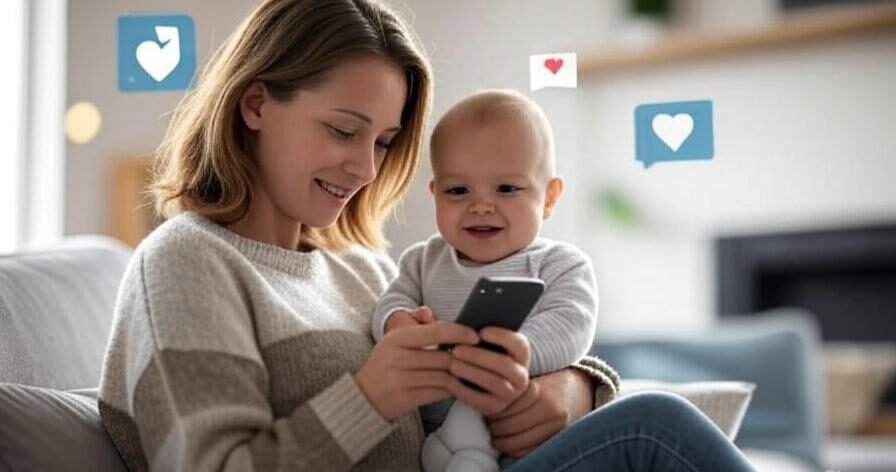 Mom balancing parenting and social media life