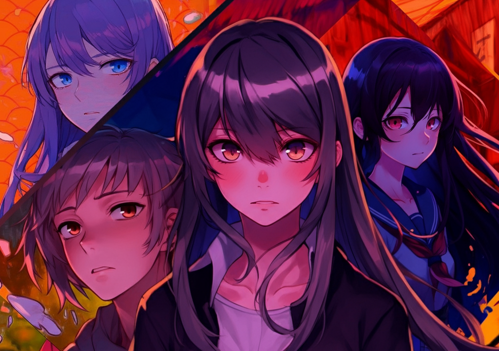 Anime characters with layered emotions and psychological depth, representing SankkuComplex.