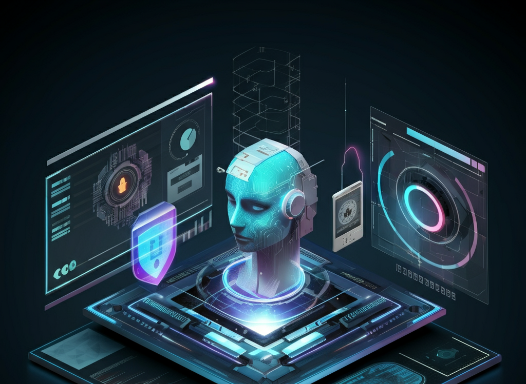 Futuristic tech trends illustration for 2025