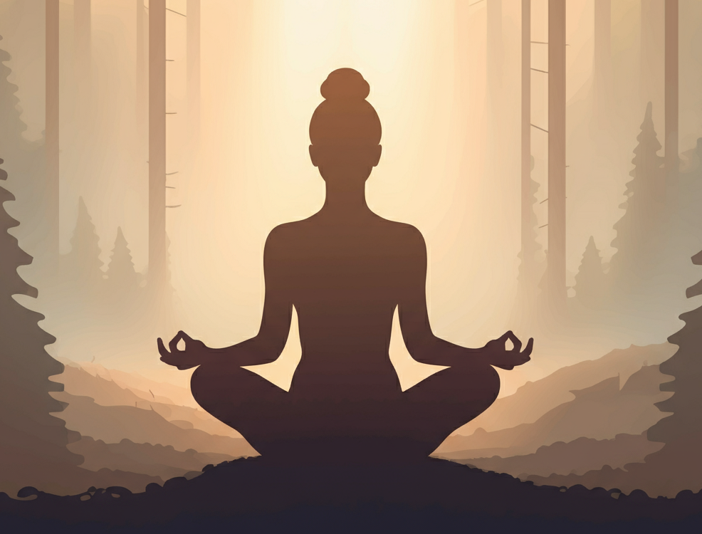 A person meditating in nature, symbolizing inner peace and self-discovery.