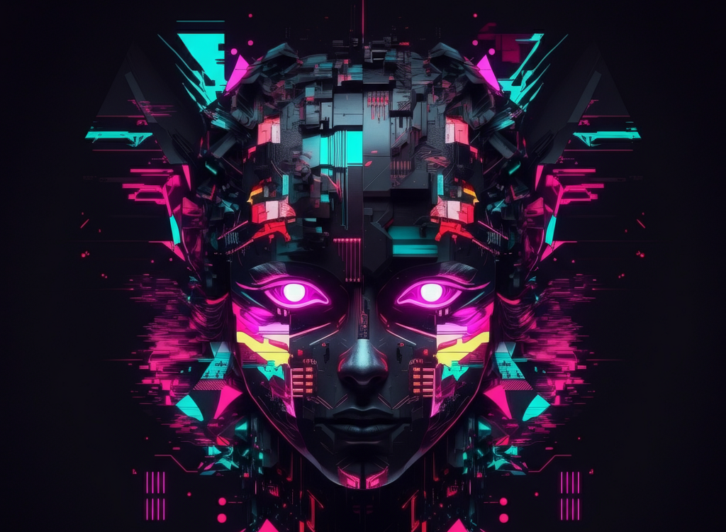 Abstract glitch art with AI elements representing Chxrrigguk.