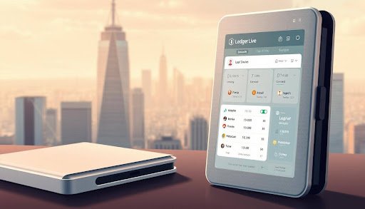 Ledger Live app displayed on a tablet showing crypto portfolio details