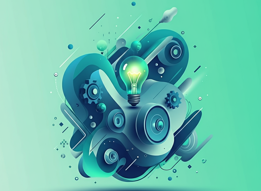 Abstract concept art symbolizing Qawerdehidom with vibrant colors and innovation elements.
